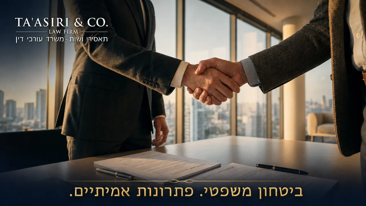 לחיצת יד על חוזה משפטי — משרד עורכי דין תאסירי ושות׳